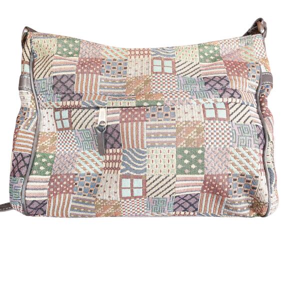 SAS Vintage Patchwork Canvas Shoulder Bag Medium - Picture 1 of 9